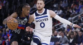 杜伦22+14兰德尔27分 活塞胜森林狼